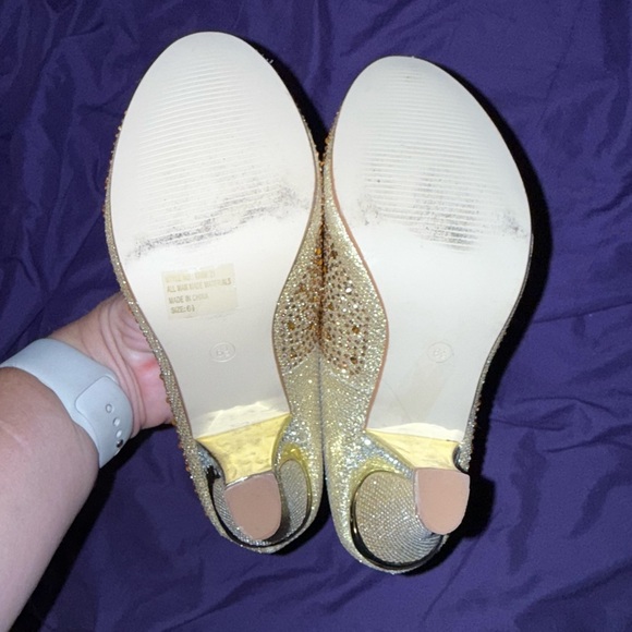 Enzo Romeo Elegant Gold Women's Heels Rhinestone Size 6.5” - Picture 5 of 7